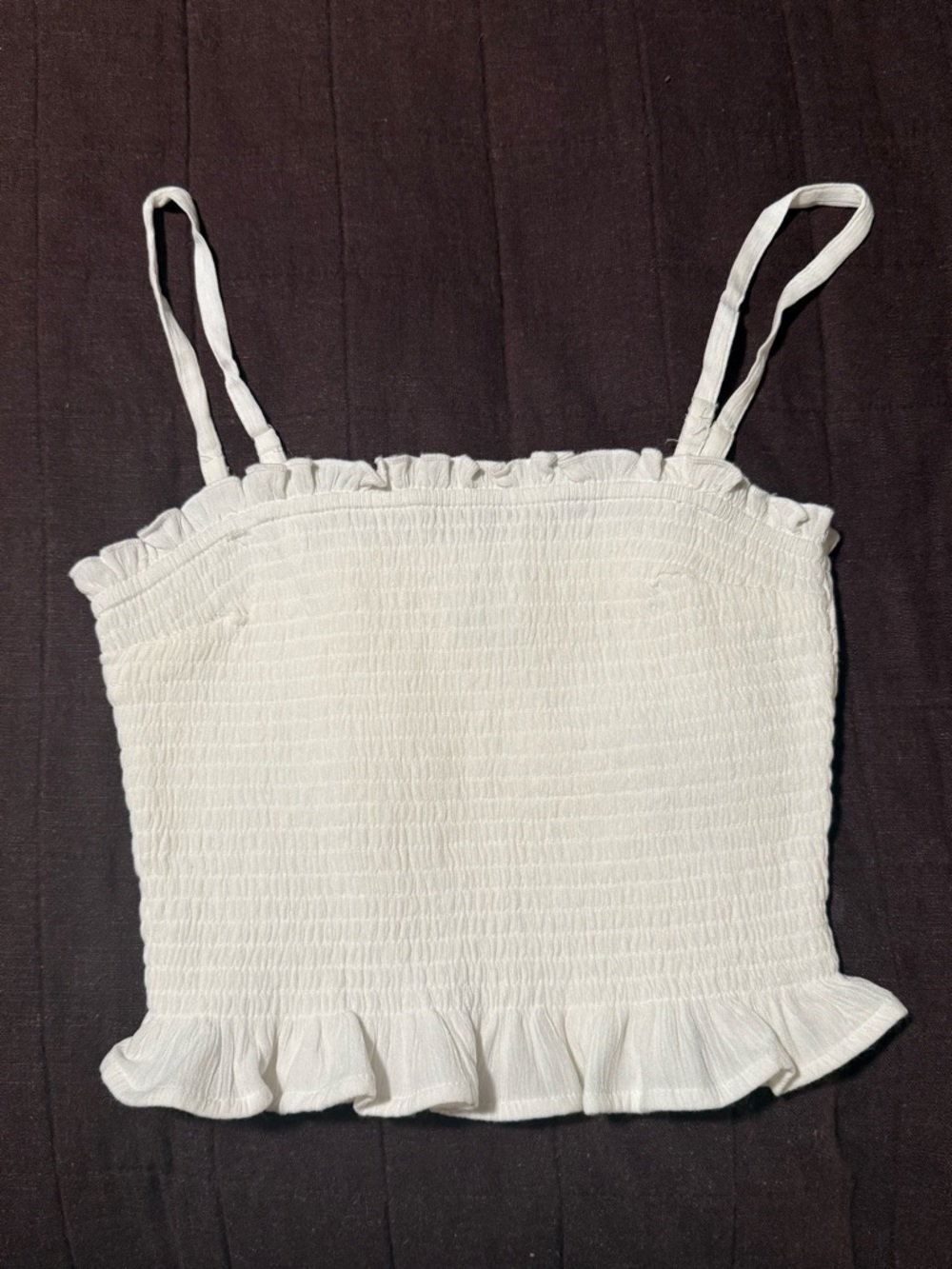 Hollister Smocked Crop Ruffle Trim Cami Tank Small